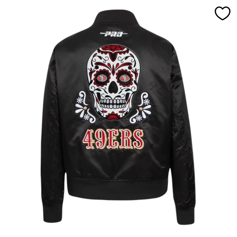 NFL SAN FRANCISCO 49ERS SUGAR SKULL WOMEN'S SATIN JACKET  Size Small